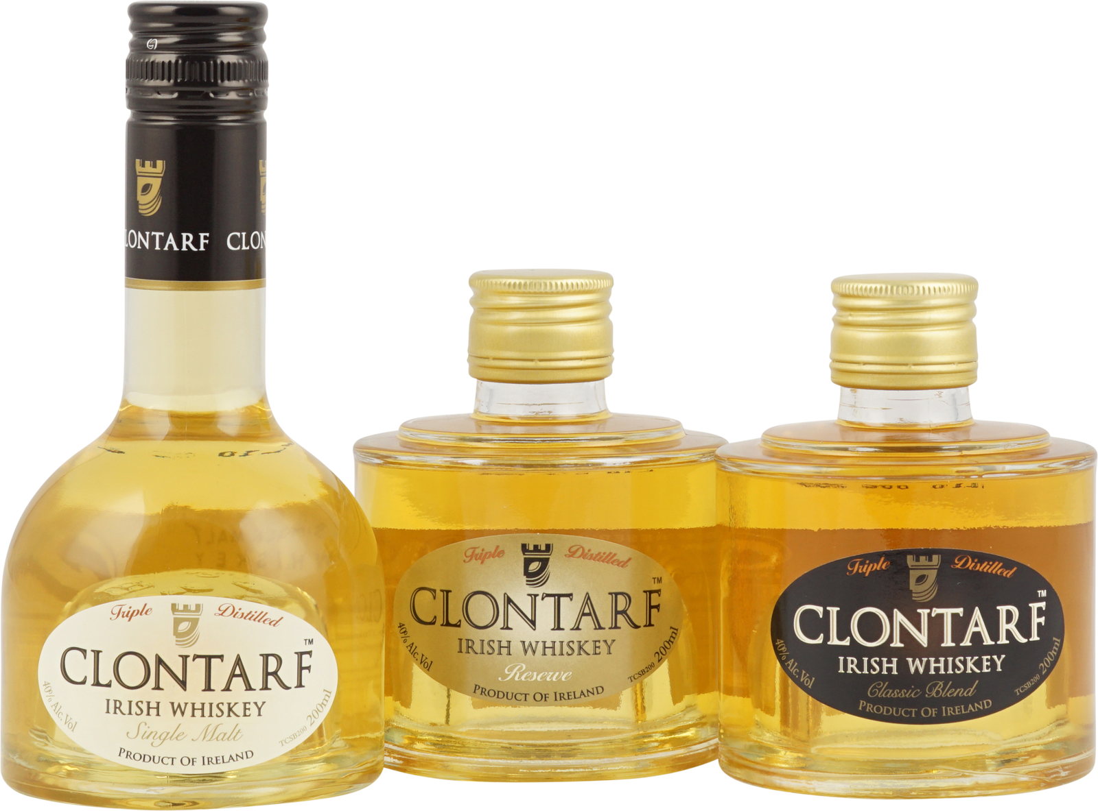 Clontarf Trinity Irish Whiskey Geschenkset mit 3 x 0,2