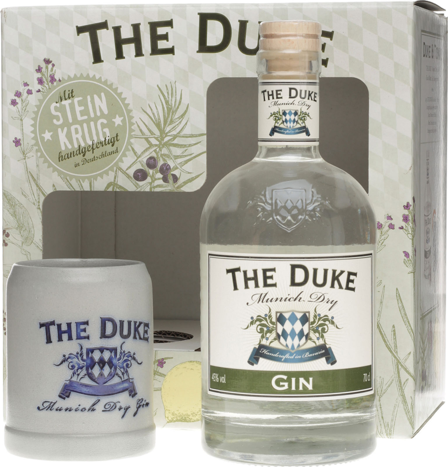 The Duke Gin mit 0,7 Geschenkset Ba als L Steinkrug aus